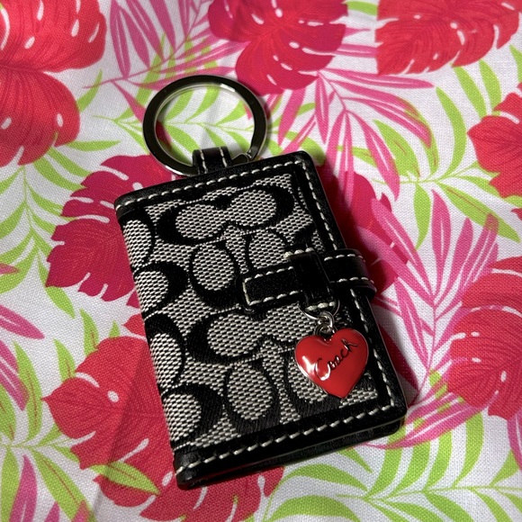 Coach Accessories - NWOT Coach signature mini photo frame keychain w/ red heart charm, black 🖤❤️🔑